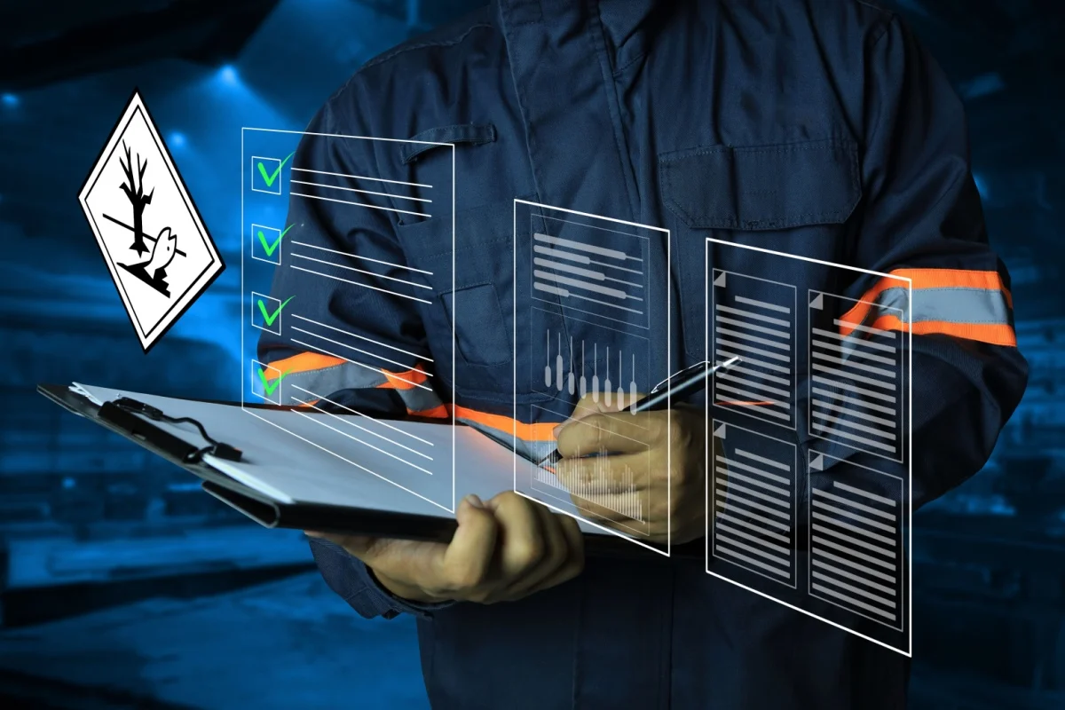 Engineer writing notes on a paper